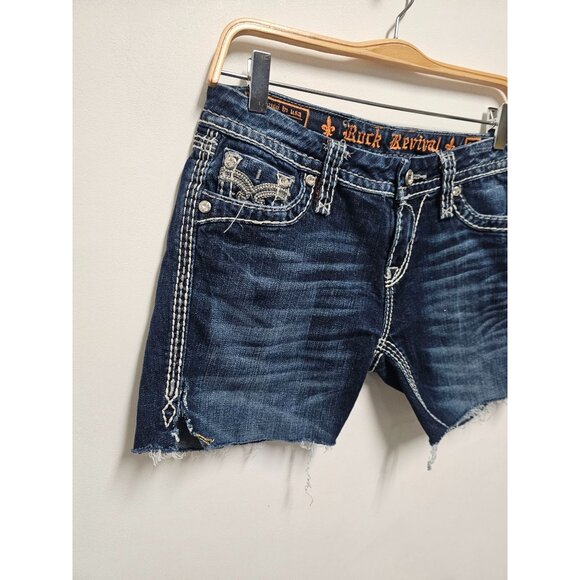 Rock Revival Jean Shorts Darcie Cut off/ Raw Size 28 - Picture 3 of 8